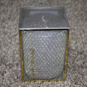 Oak Forest Candle Silver Glitter Handmade Beeswax Sparkle Sealed in Box 4" RARE